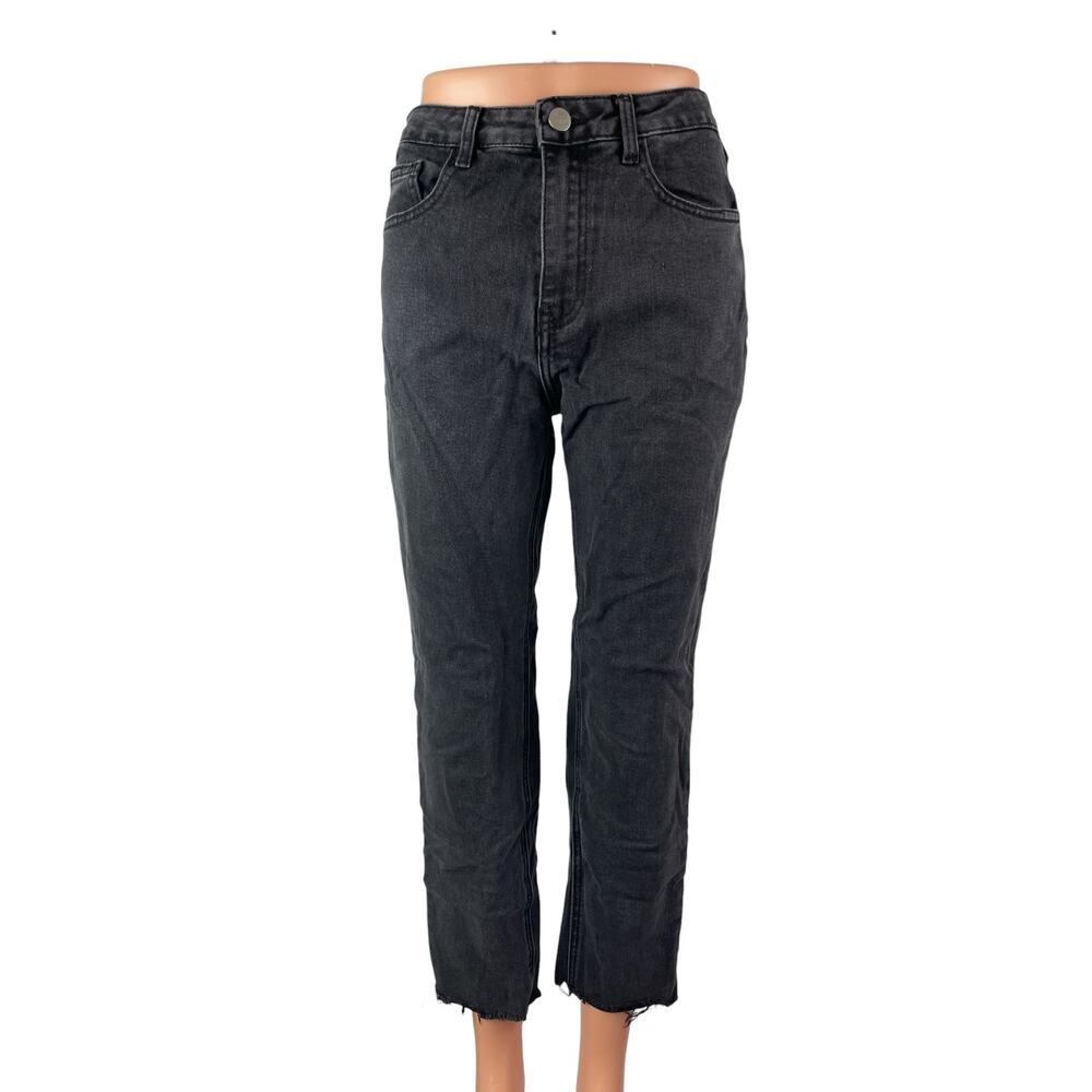 Redial Women's Black Washed High Waisted Mom Straight Leg Denim Jeans Size 6